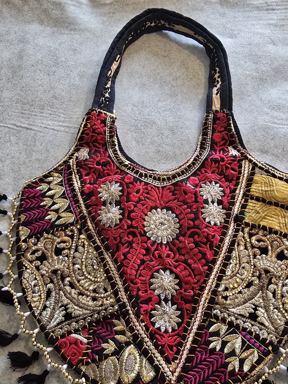Banjara Embroidered Red & Gold Women’s Tote Bag
